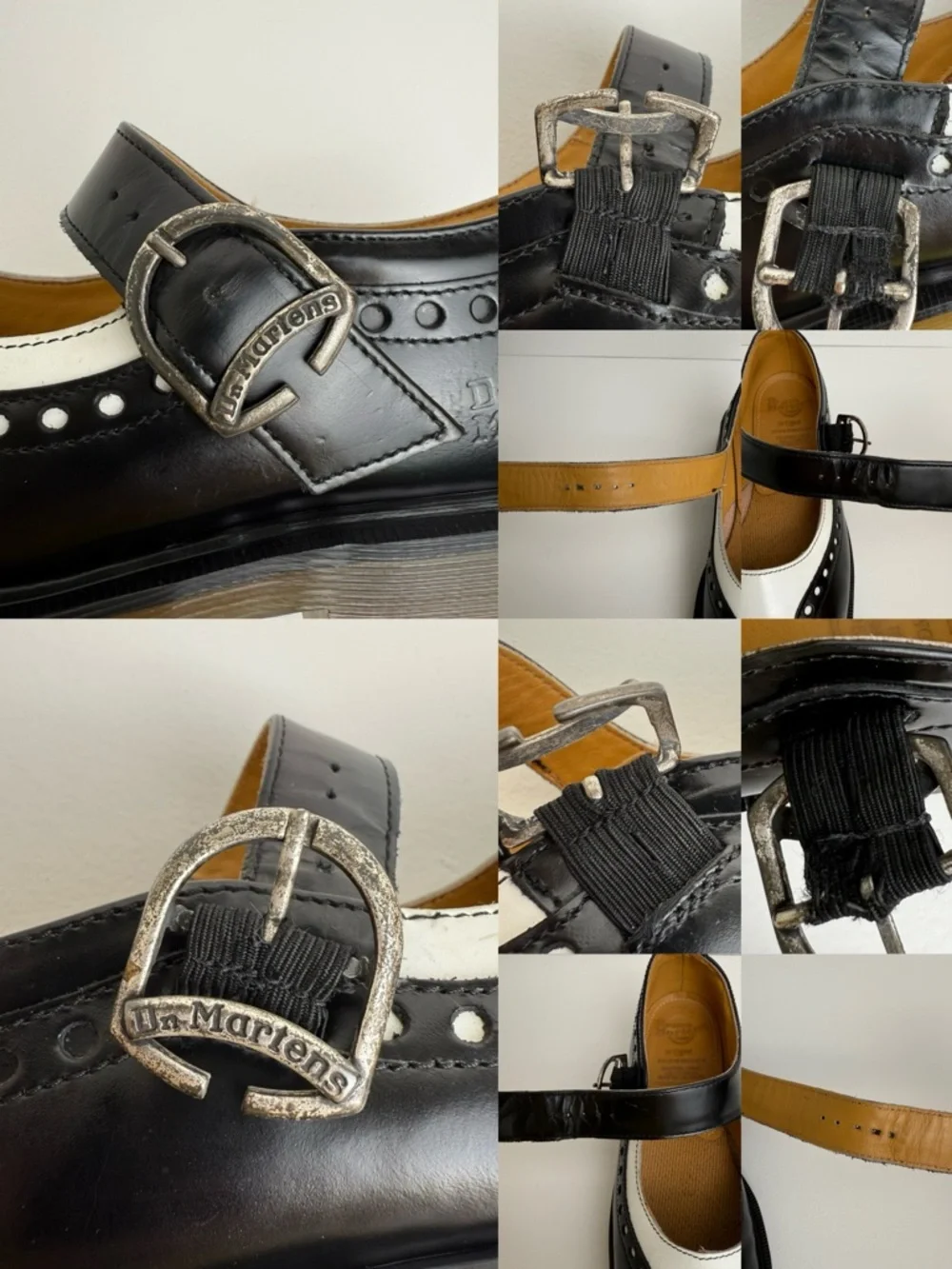 Vintage Dr. Martens England MIE Black White Wingtip Heel Mary Janes Shoes UK 4 - Picture 15 of 16